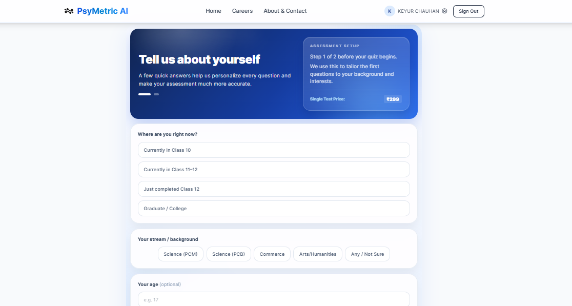 Adaptive assessment workflow screen