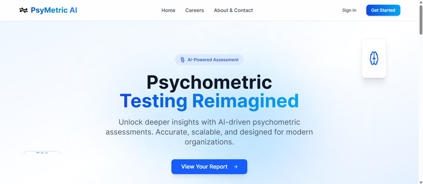 PsyMetric AI landing page
